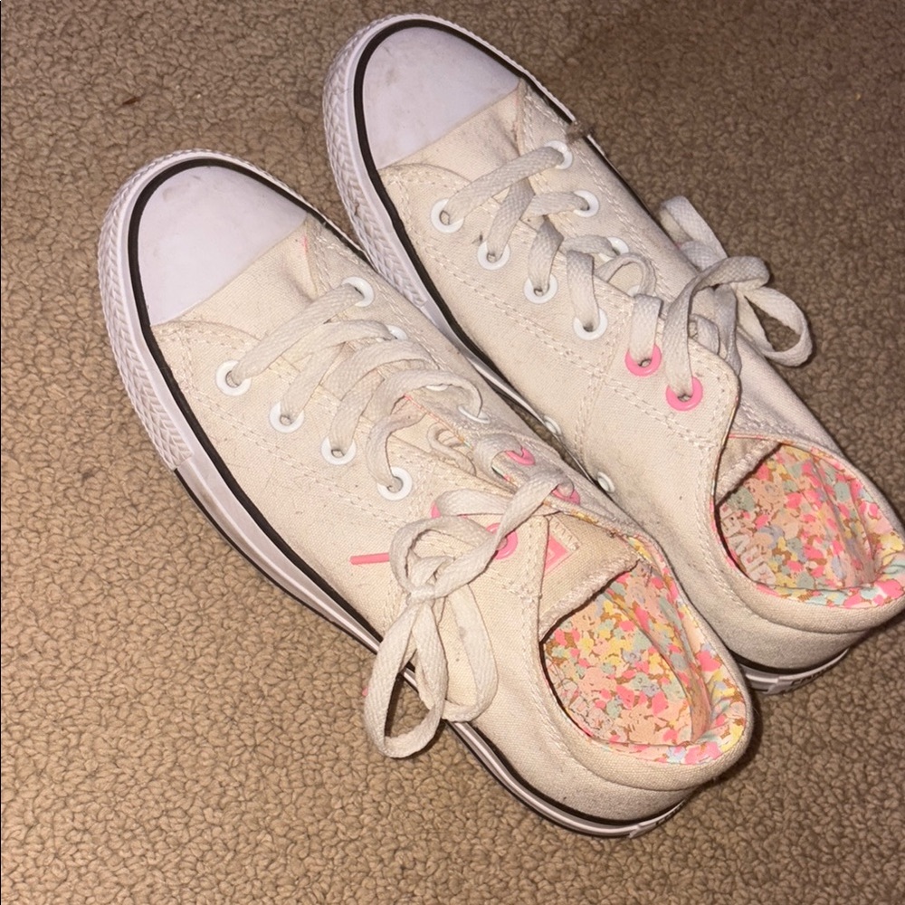 Cream floral converse